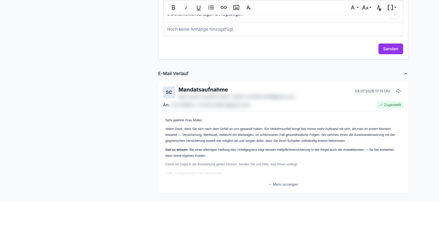 Hier sehen Sie, ob und wann Ihre E-Mail erfolgreich zugestellt wurde, oder warum nicht.