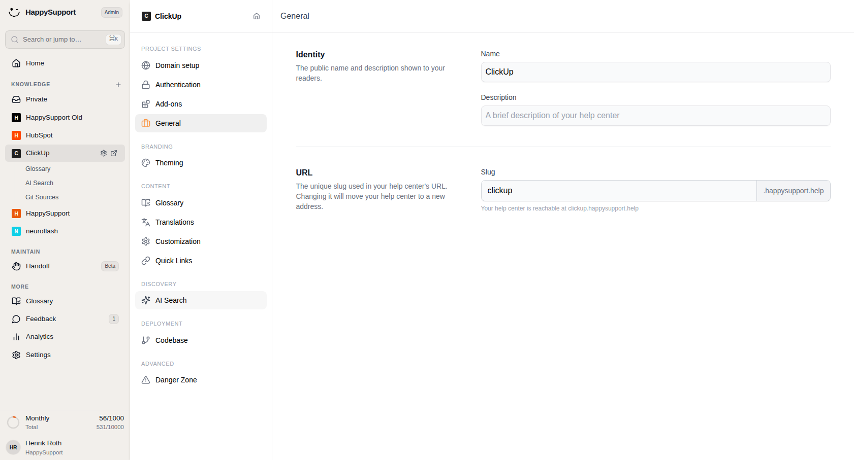 Click AI Search to configure how search works for your help center.