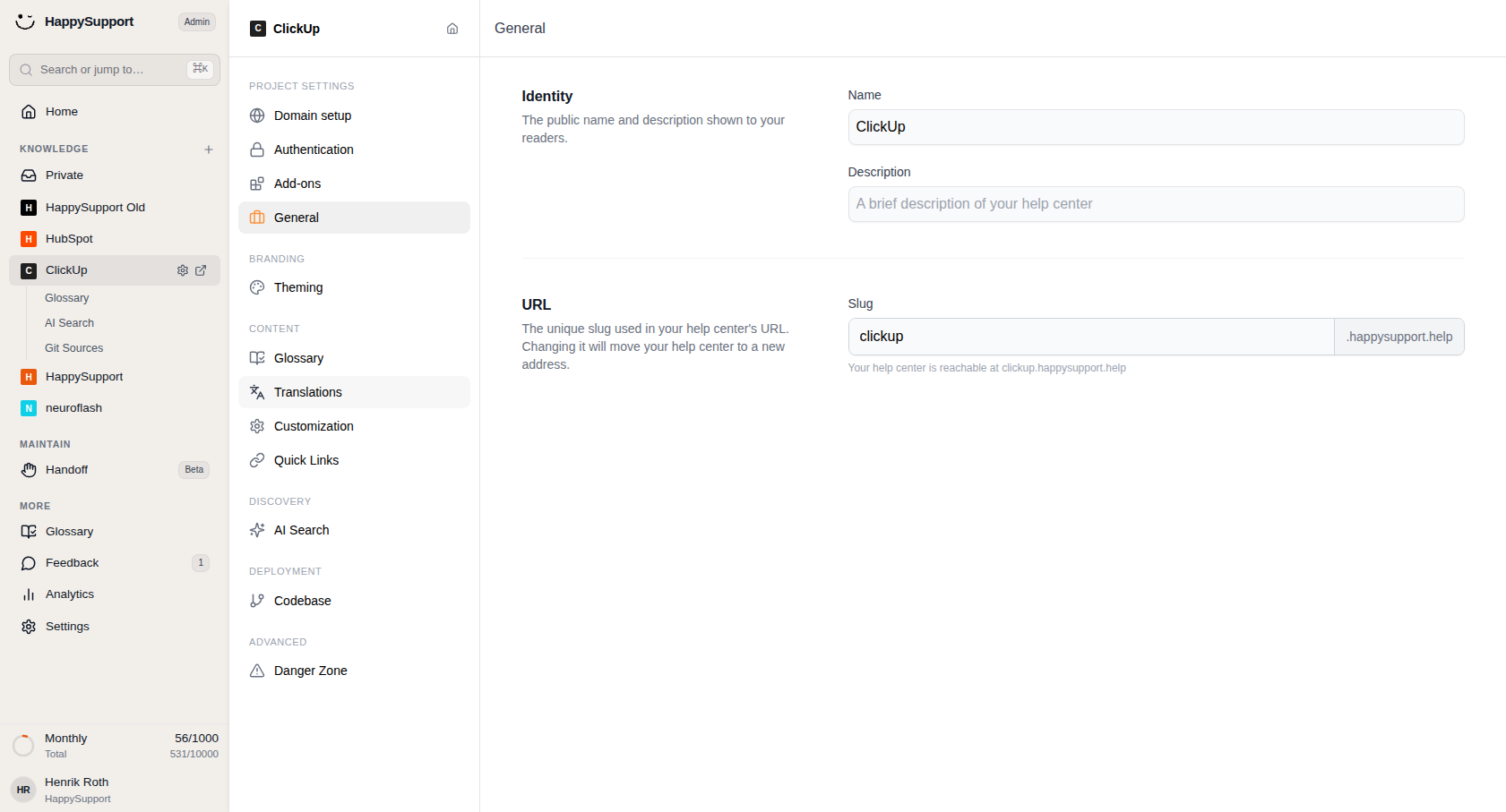 Open Translations to manage the localization settings for your help center.