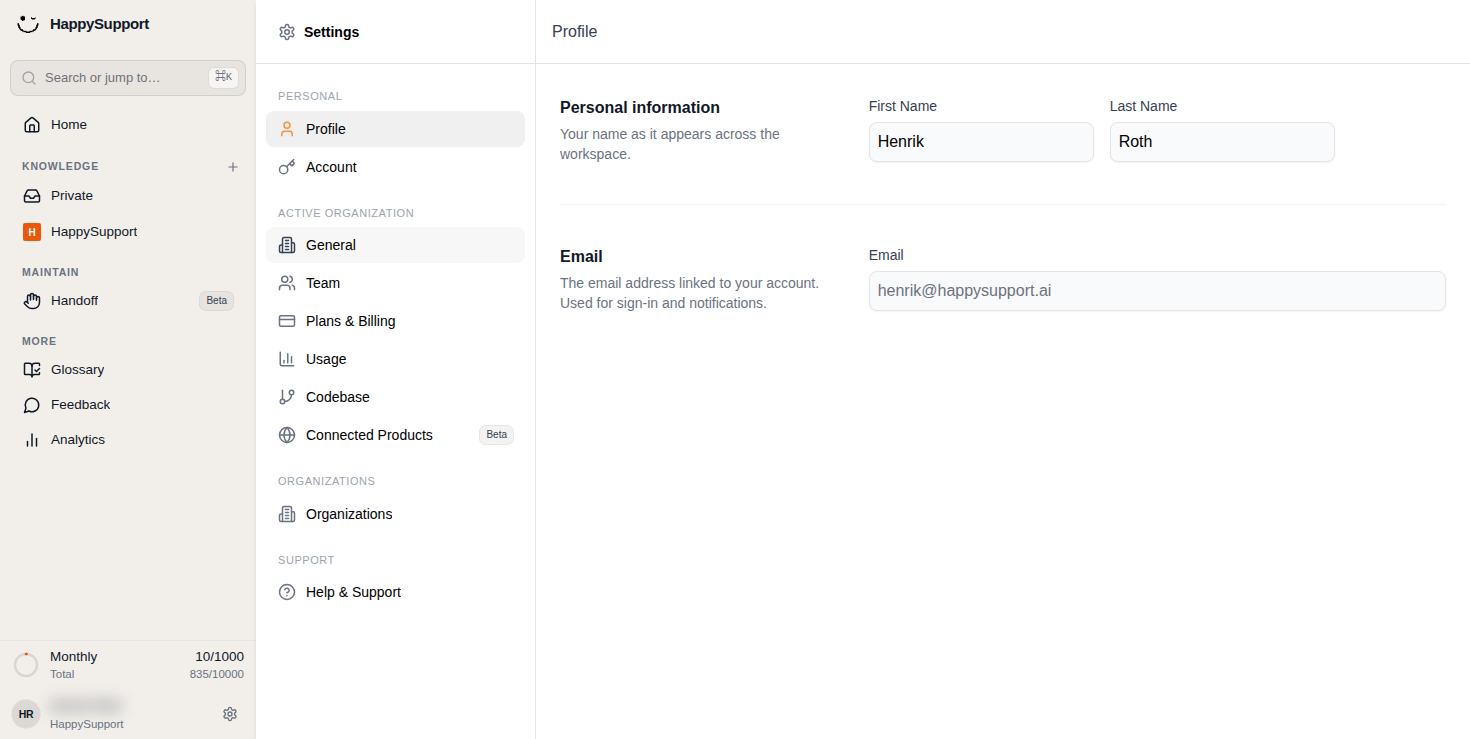 Open General to manage your organization-wide settings.