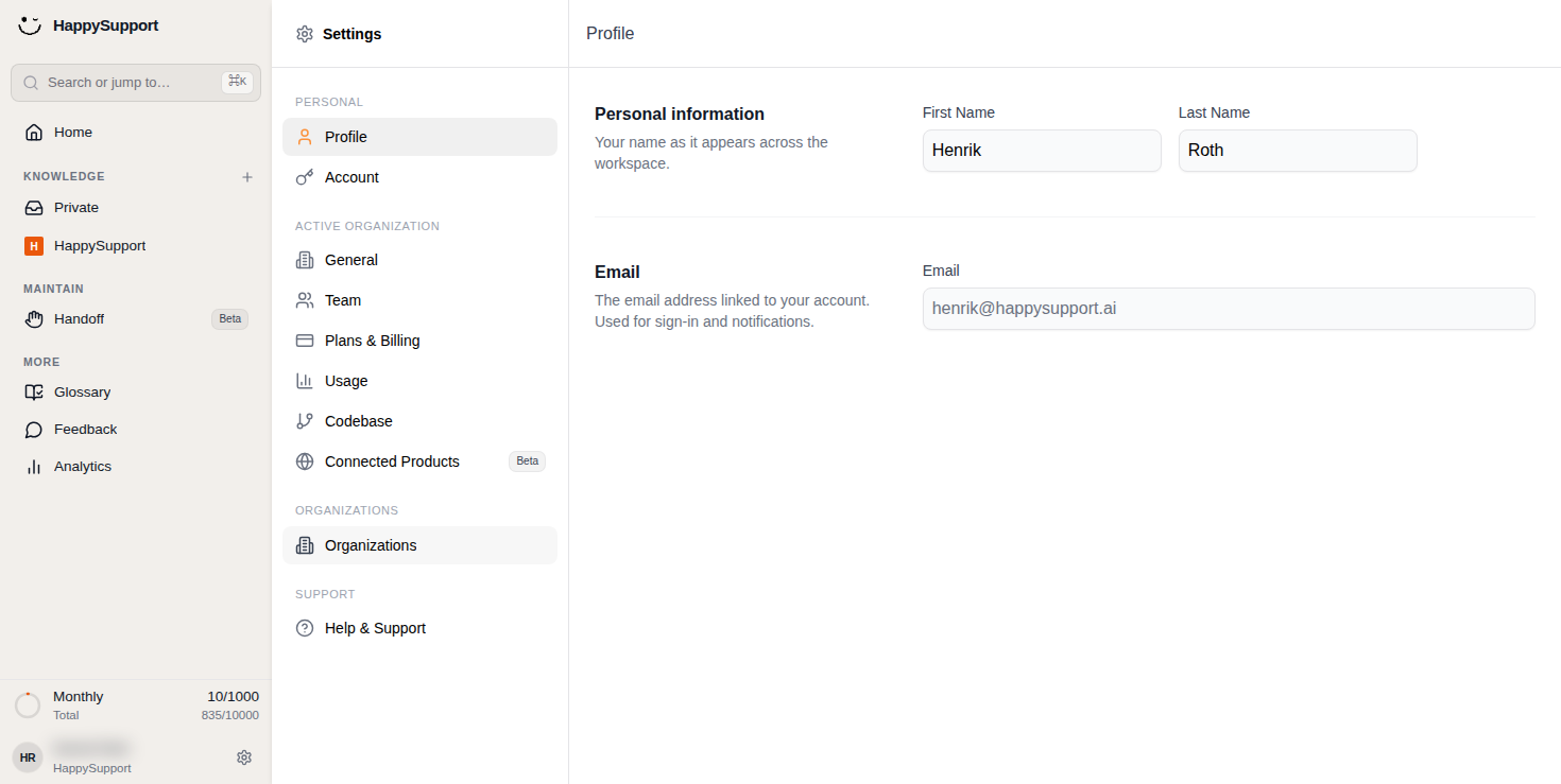 Open Organizations to manage your organization settings.