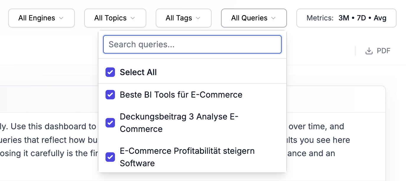 Queries-Filter mit einzelnen Prompts