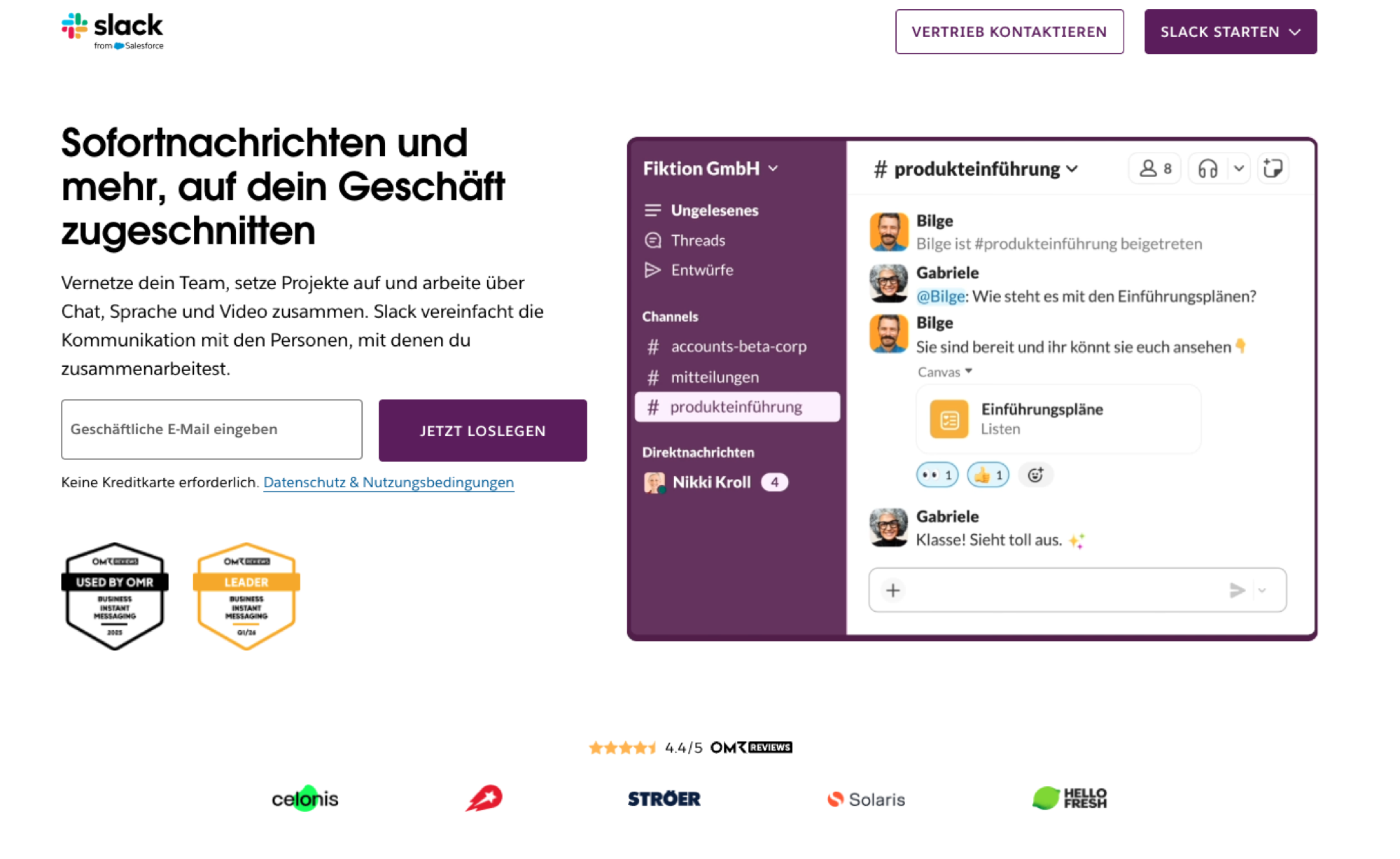 Brevo: dedicated landing page with lead magnet and lead form above the fold.