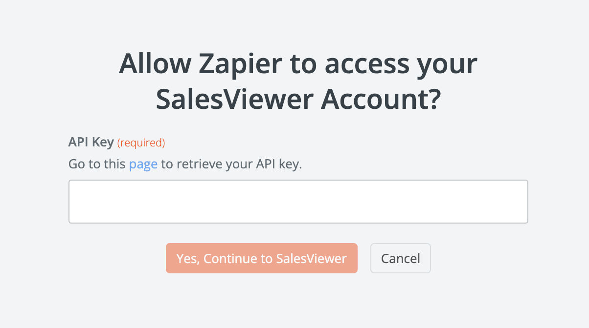 Enter API key in Zapier