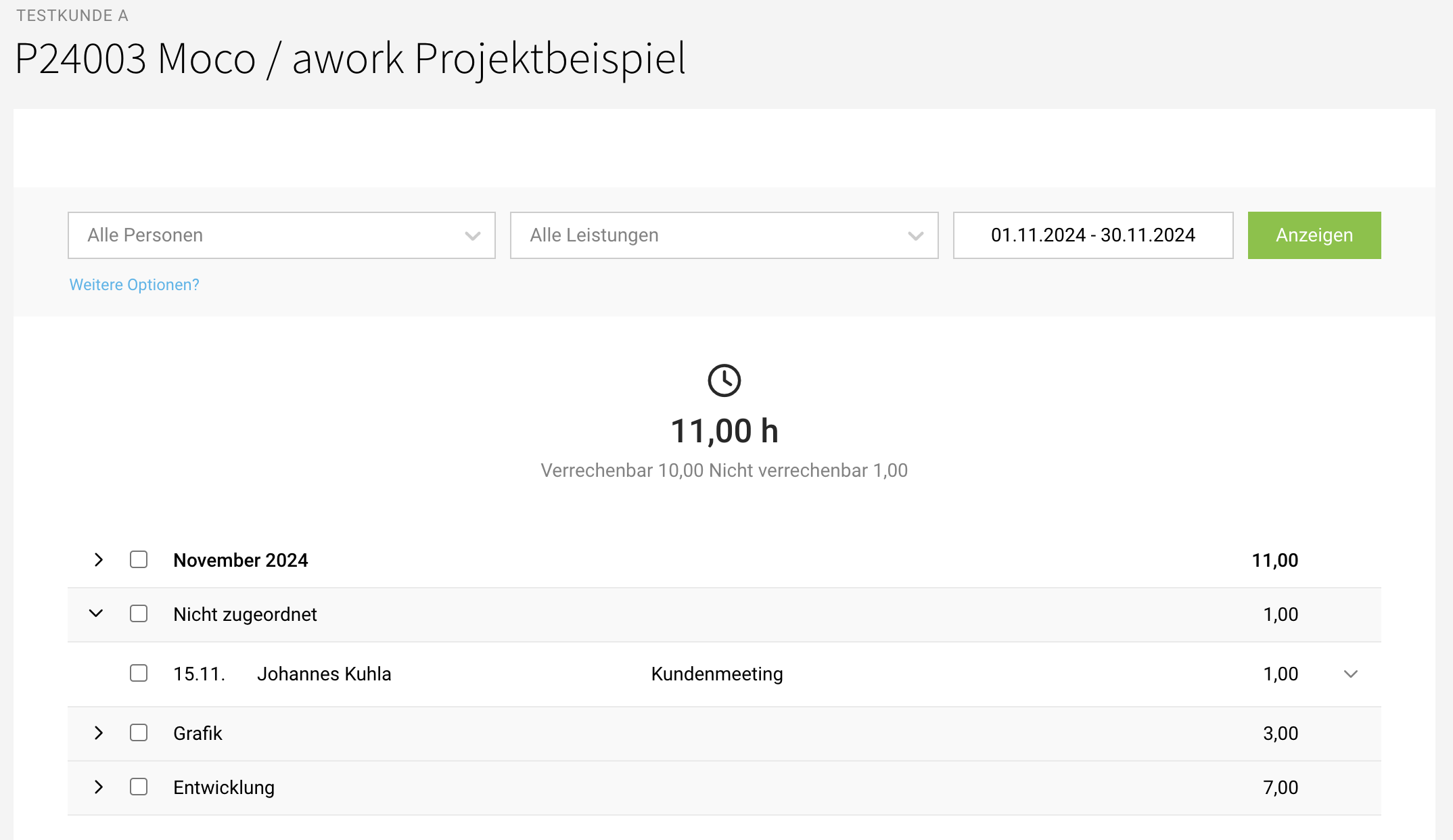 MOCO Integration für Übertragung von Projekten, Zeiten und Abwesenheiten