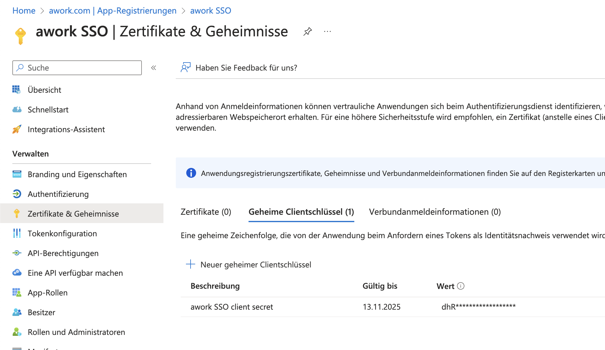 Single Sign-On (SSO einrichten