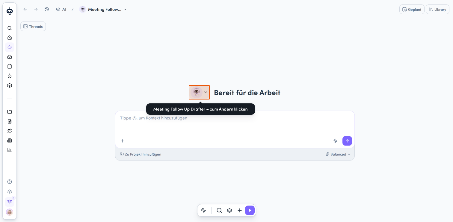 Open the agent selector to check which agent is in use.