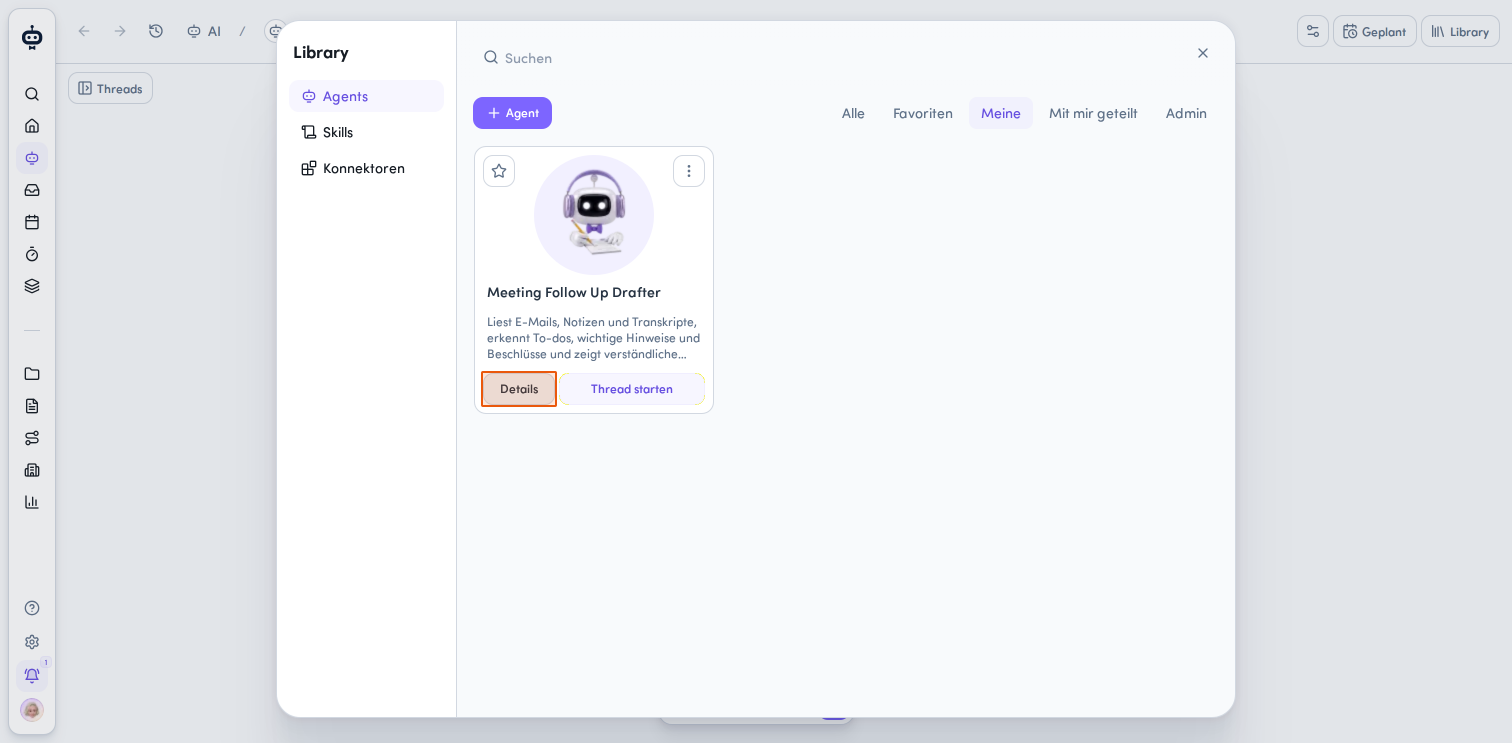 Open the agent details to manage its settings.