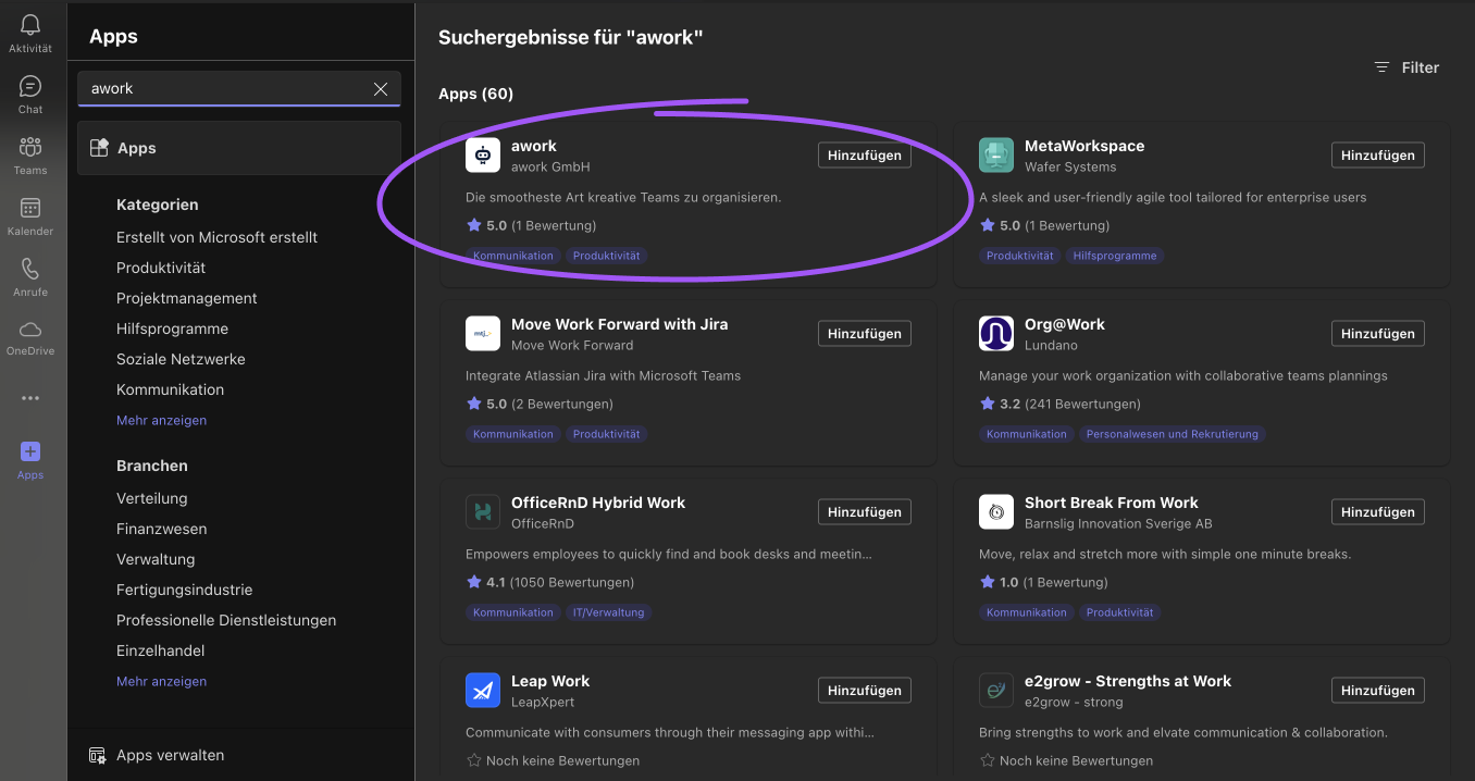 Integration mit Microsoft Teams